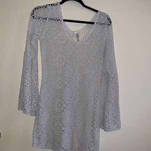 Sheer lace swim coverup